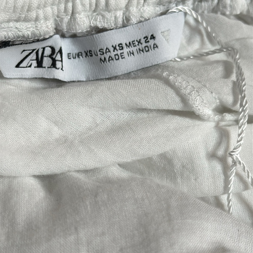 ZARA WHITE COTTON FLUTTER SLEEVE CROCHET BODICE CROSS BACK SUMMER MIDI DRESS - Picture 13 of 13
